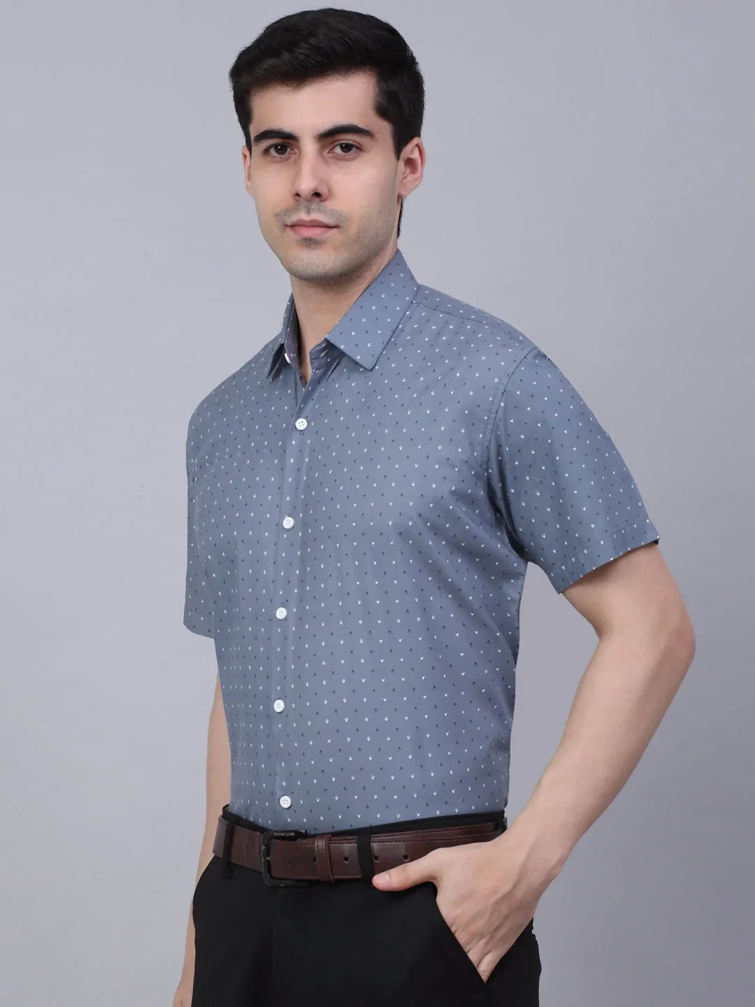Grey Cotton Solid Shirts SF_841Grey | DesiQlo