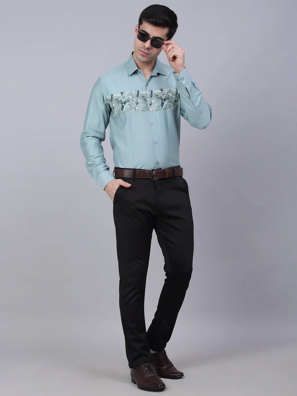Indian Needle Men's Cotton Lycra Printed Formal Shirts-SF-843