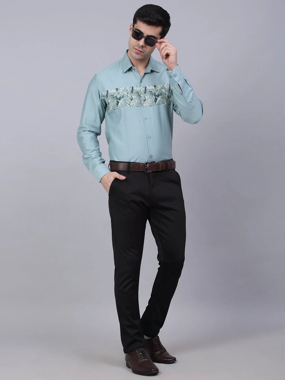 Indian Needle Men's Cotton Lycra Printed Formal Shirts-SF-843