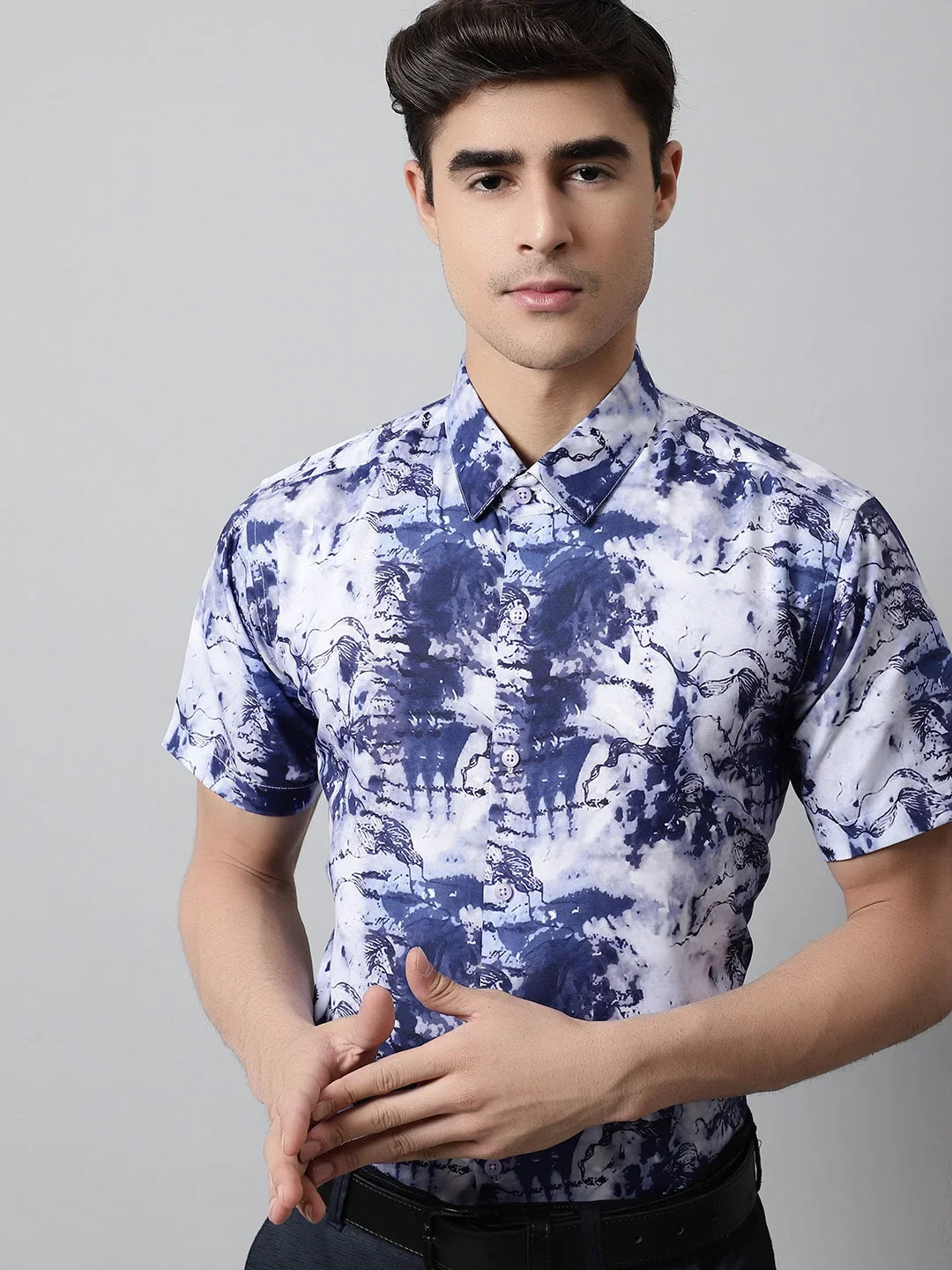 Blue Cotton Solid Shirts SF_846Blue | DesiQlo