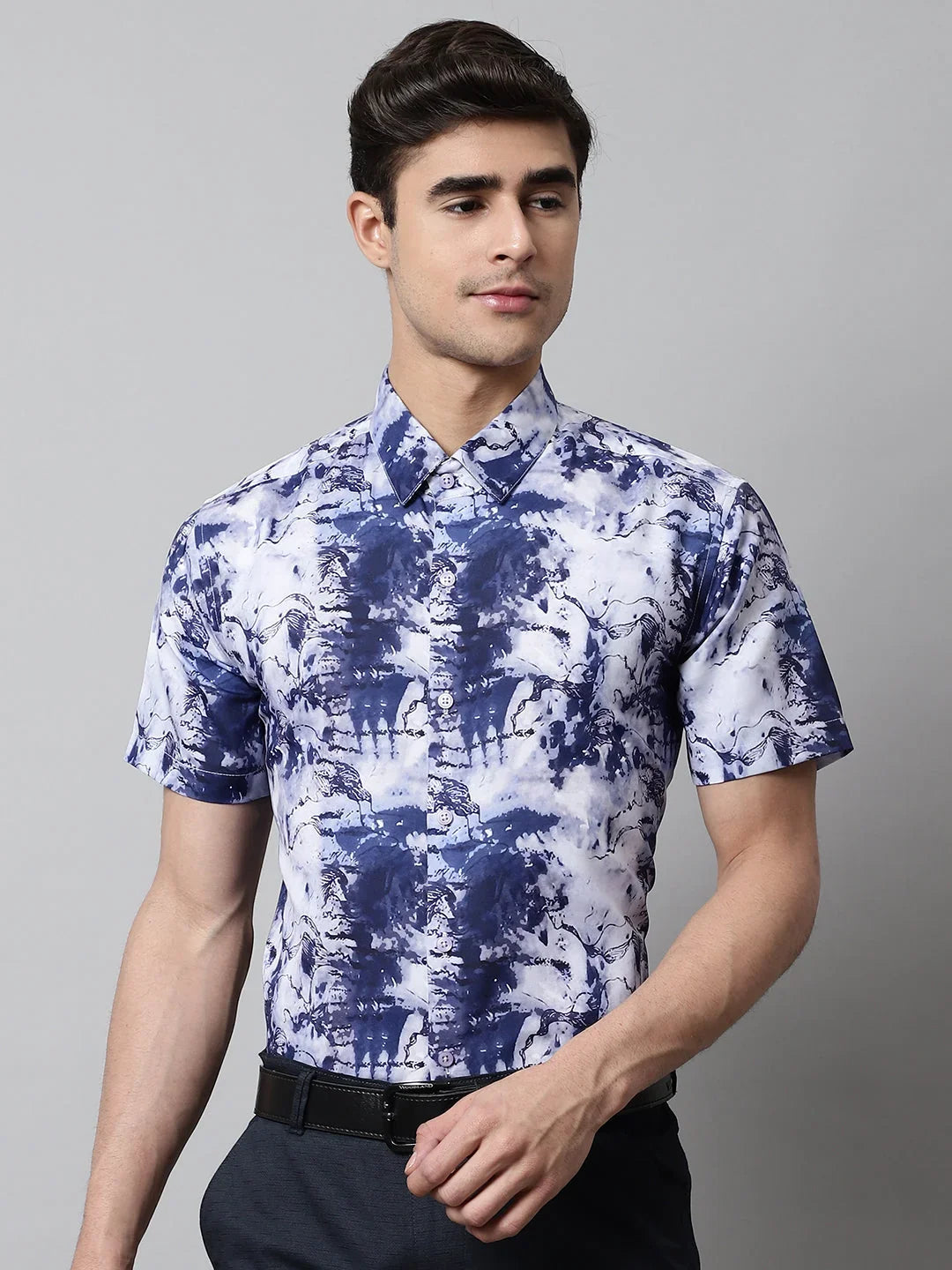 Blue Cotton Solid Shirts SF_846Blue | DesiQlo