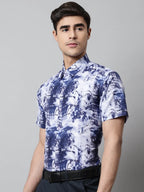 Men Blue Classic Printed Formal Shirt-SF-846