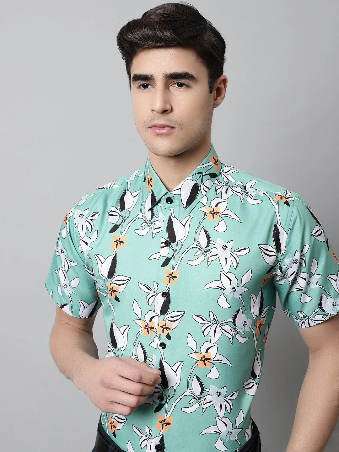 Green Cotton Solid Shirts SF_846Green | DesiQlo
