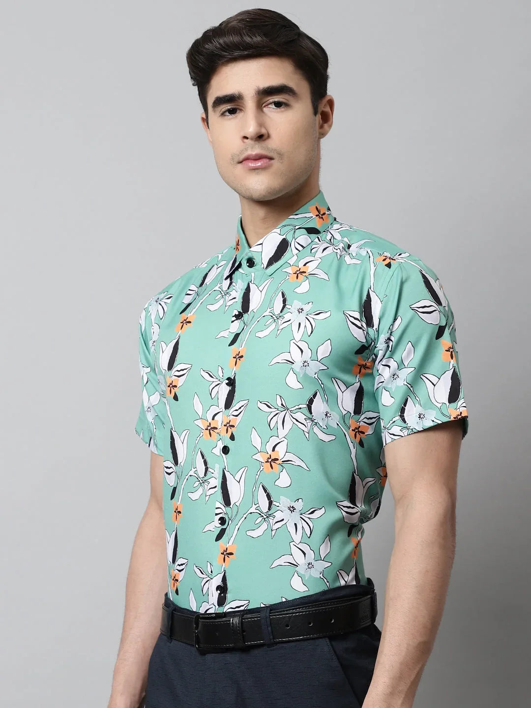 Green Cotton Solid Shirts SF_846Green | DesiQlo