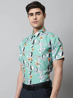 Men Green Classic Printed Formal Shirt-SF-846