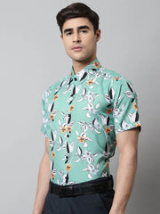 Men Green Classic Printed Formal Shirt-SF-846