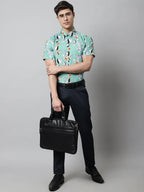 Men Green Classic Printed Formal Shirt-SF-846
