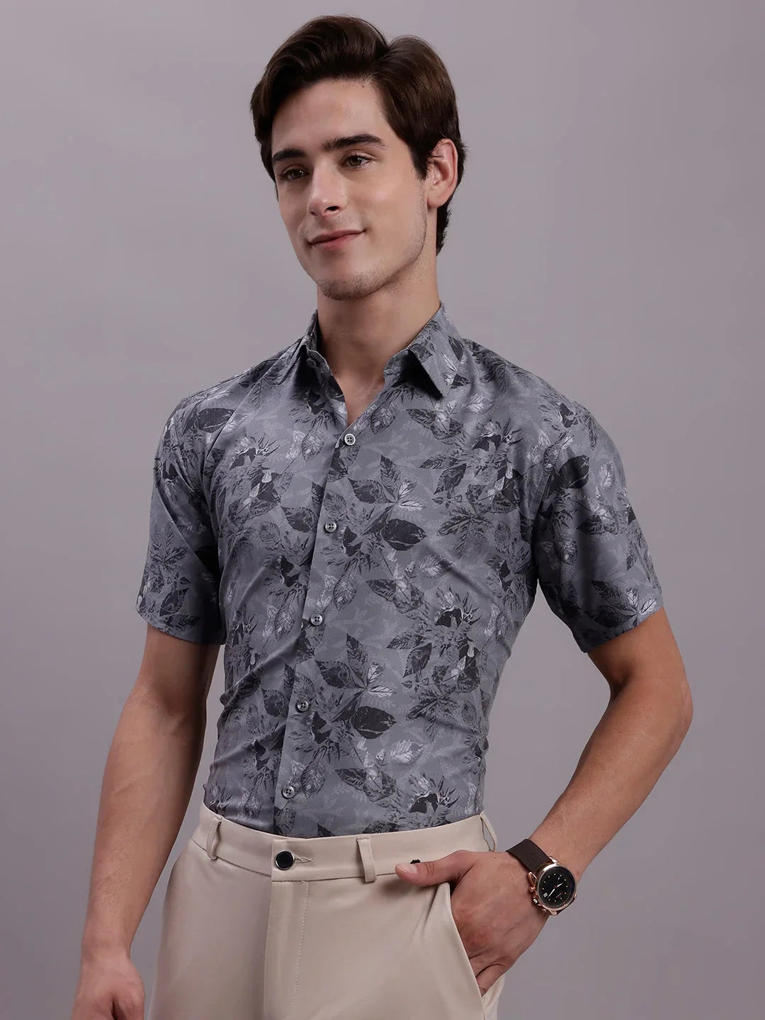Grey Cotton Solid Shirts SF_885Charcoal | DesiQlo