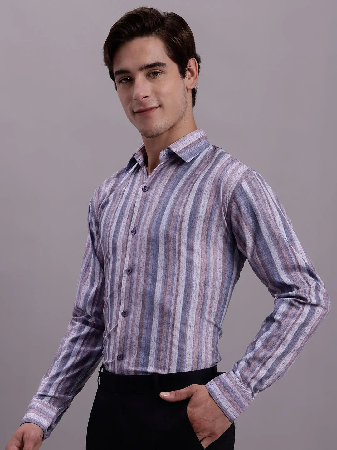 Purple Cotton Solid Shirts SF_889Purple | DesiQlo
