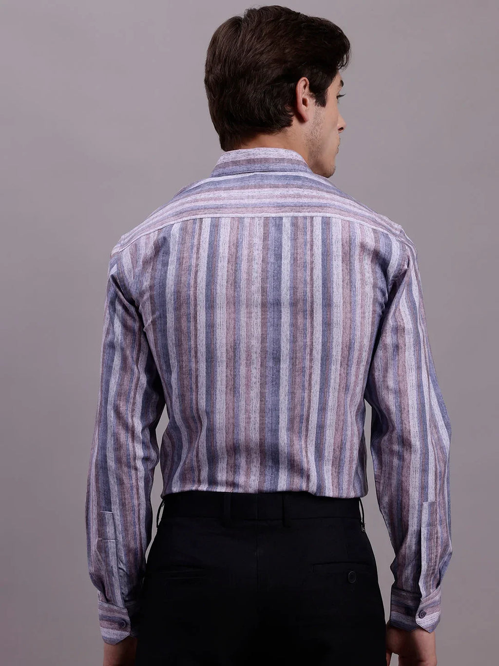 Men's Cotton Blend Striped Formal Shirt