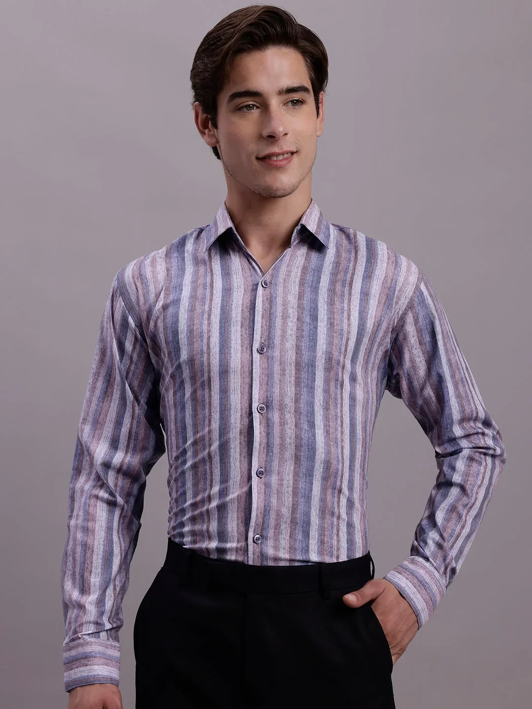 Purple Cotton Solid Shirts SF_889Purple | DesiQlo
