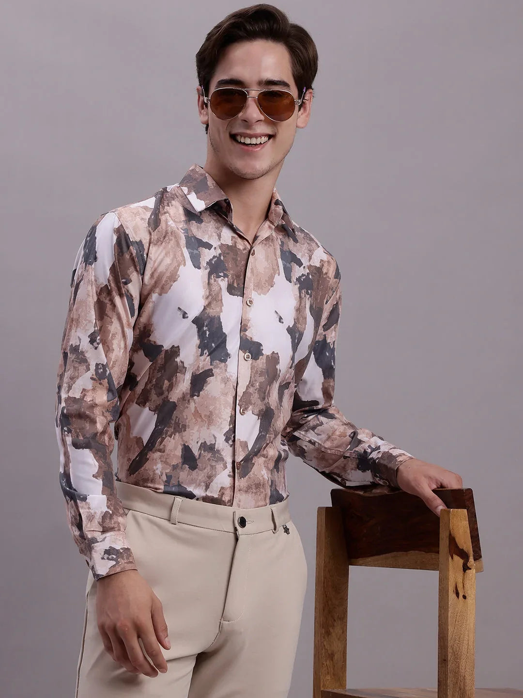 Brown Cotton Solid Shirts for Men | DesiQlo India