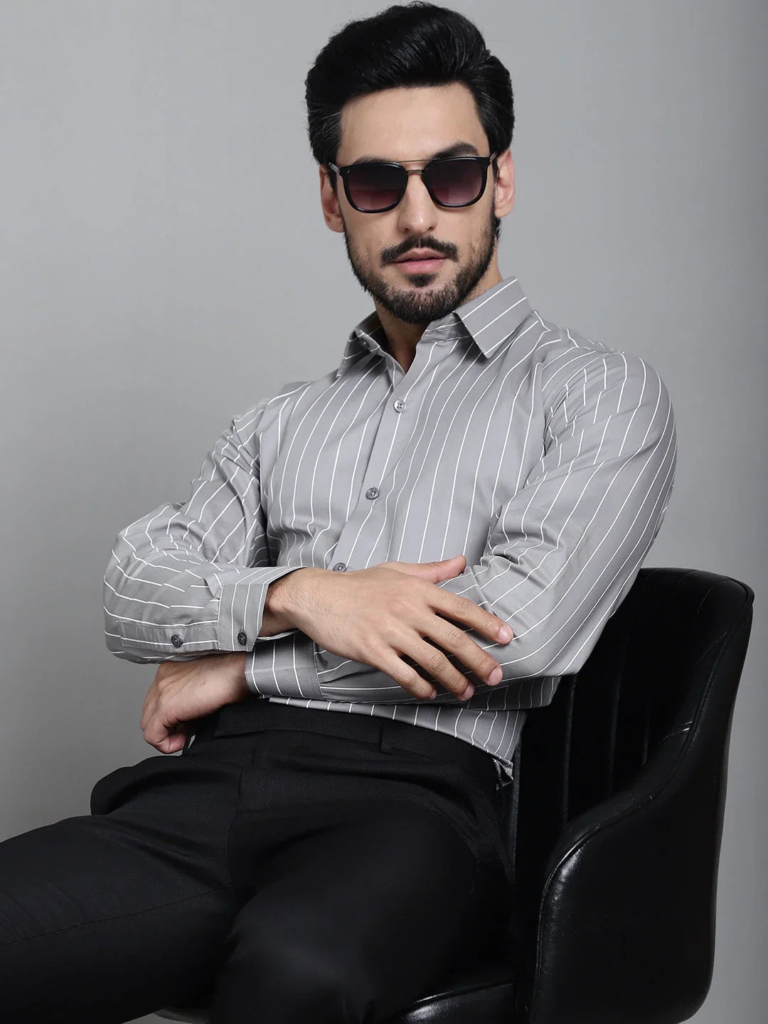 Grey Cotton Solid Shirts SF_907Grey | DesiQlo