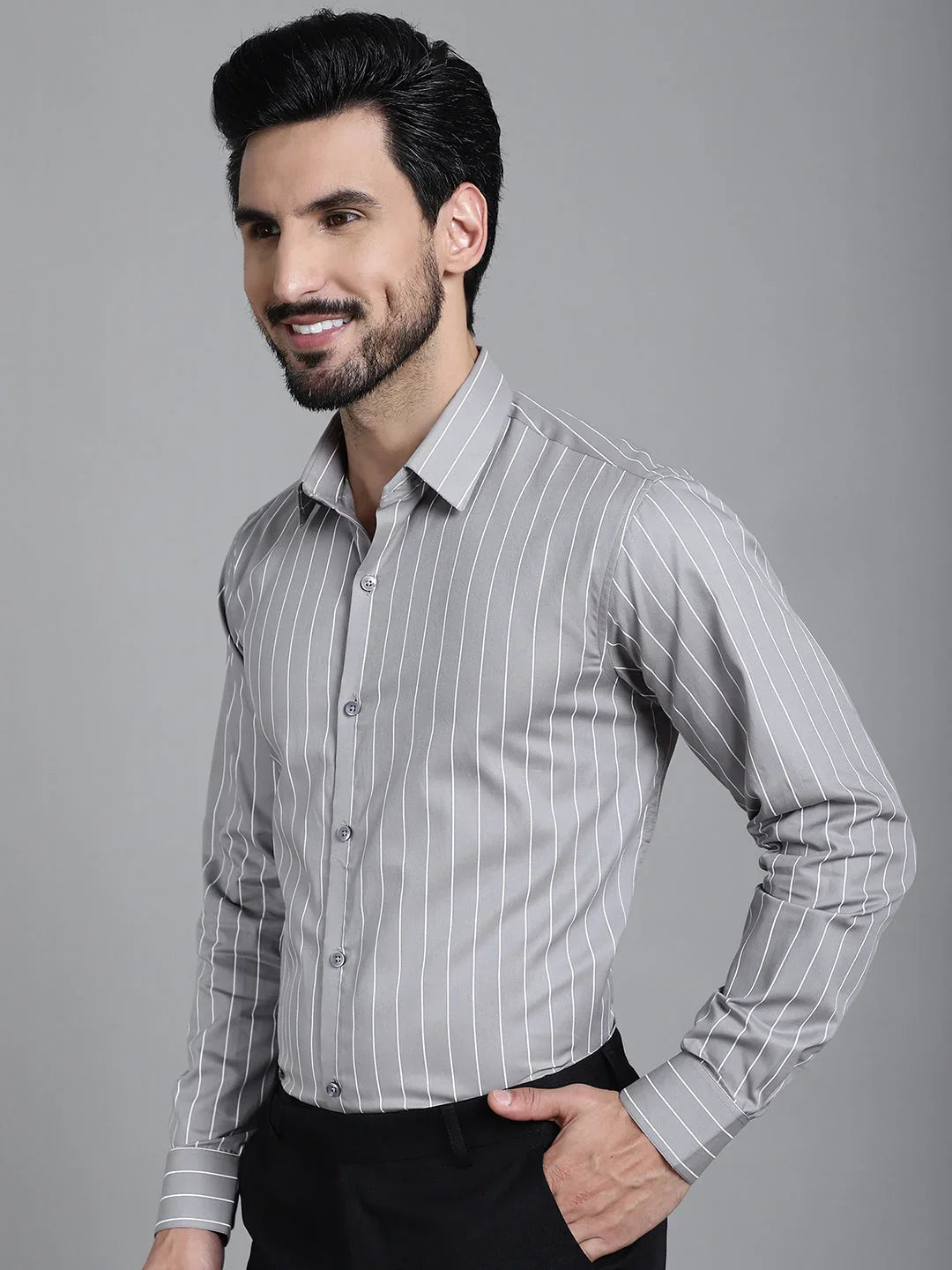 Grey Cotton Solid Shirts SF_907Grey | DesiQlo