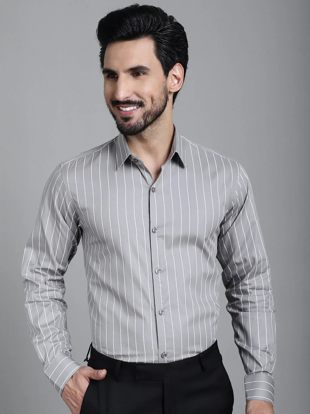 Grey Cotton Solid Shirts SF_907Grey | DesiQlo