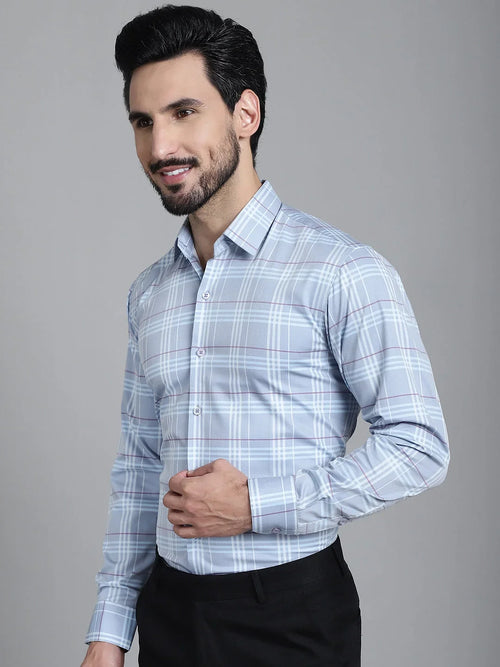 Checked Formal Shirt-SF-910Blue