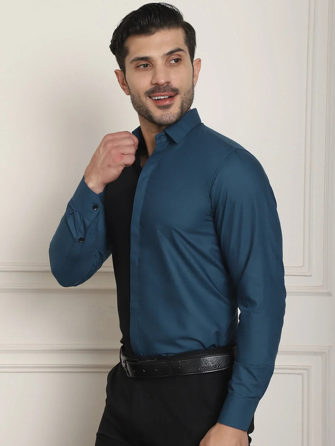 Multi Cotton Solid Shirts SF_920Peacock | DesiQlo