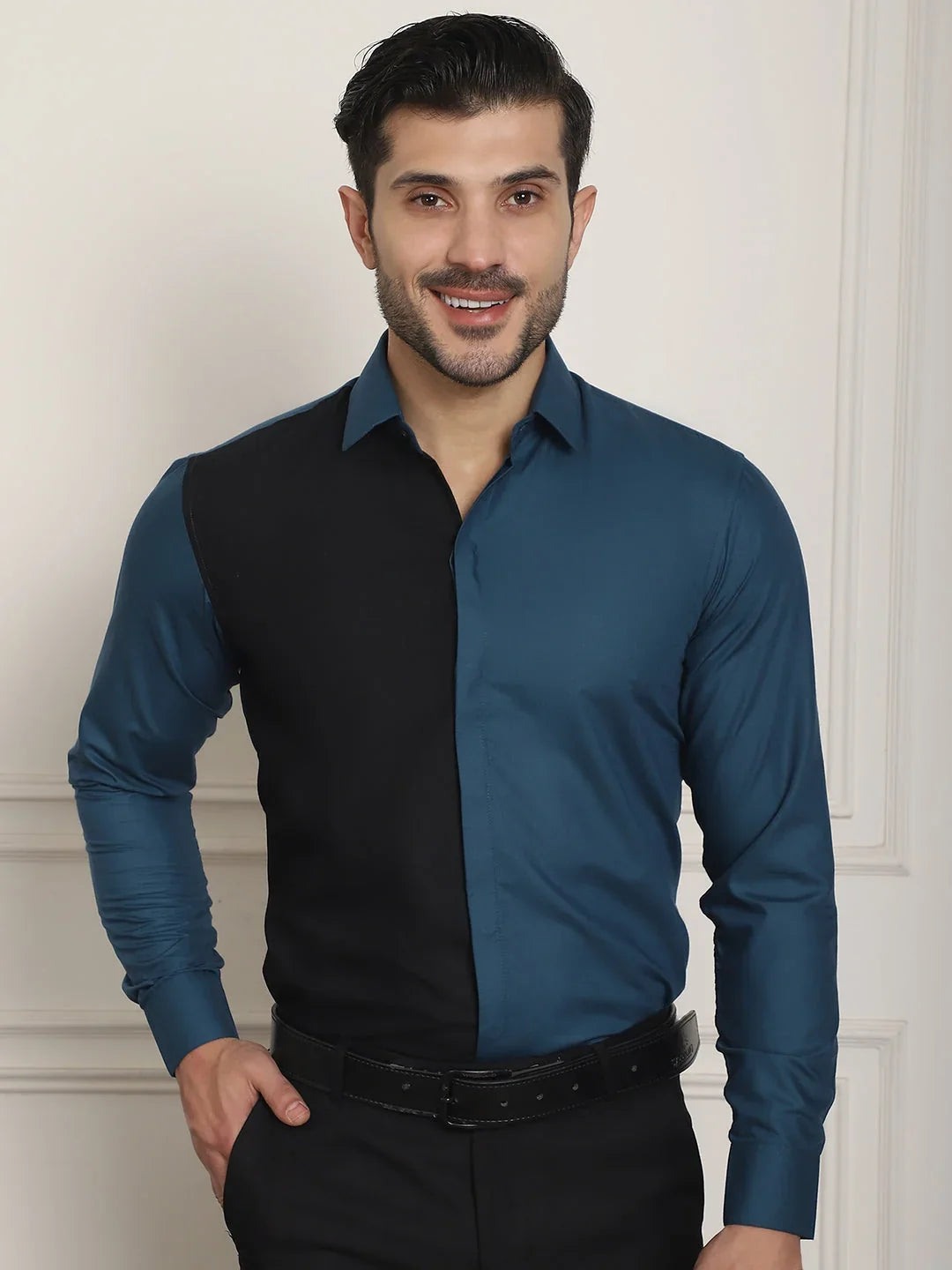 Multi Cotton Solid Shirts SF_920Peacock | DesiQlo