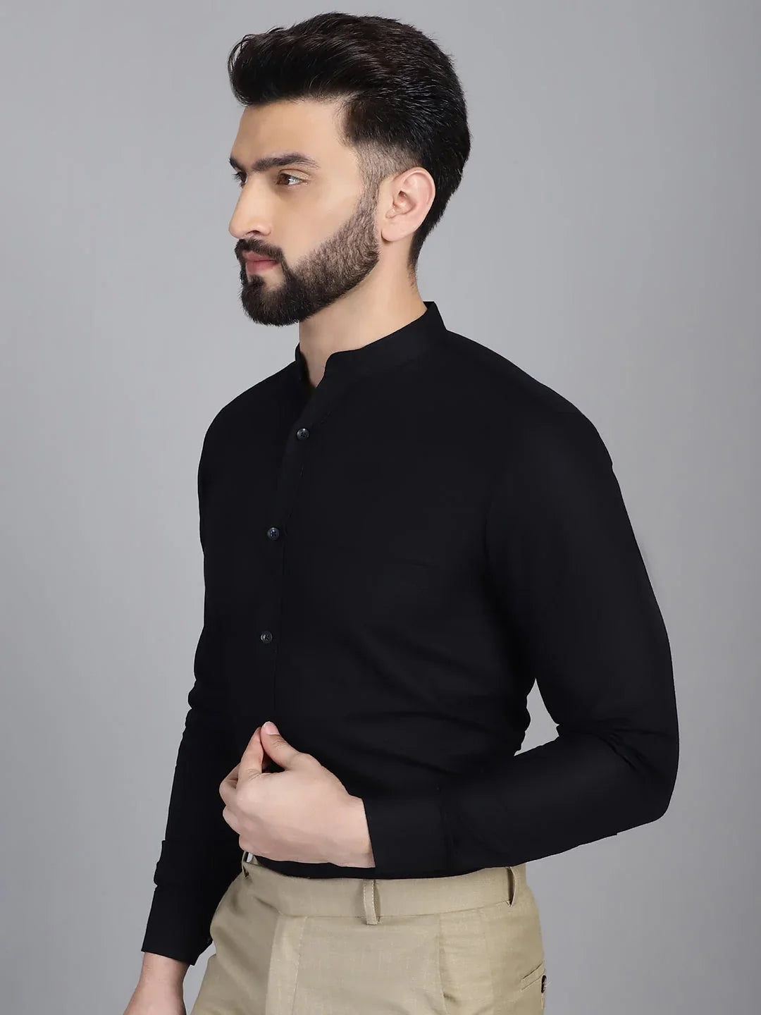 Black Cotton Solid Shirts SF_927Black | DesiQlo