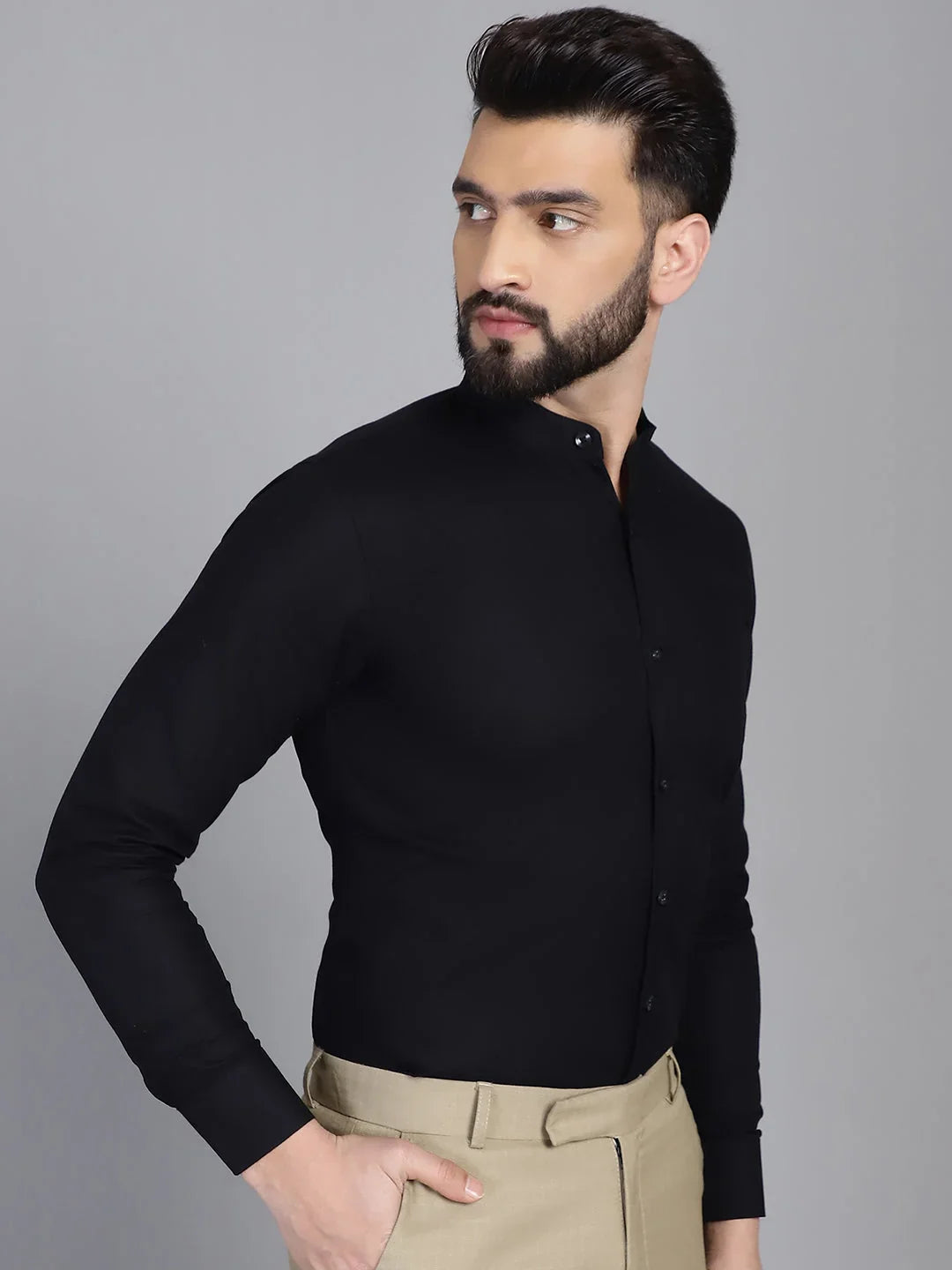 Cotton Solid Formal Shirt for Mens-SF-927Black