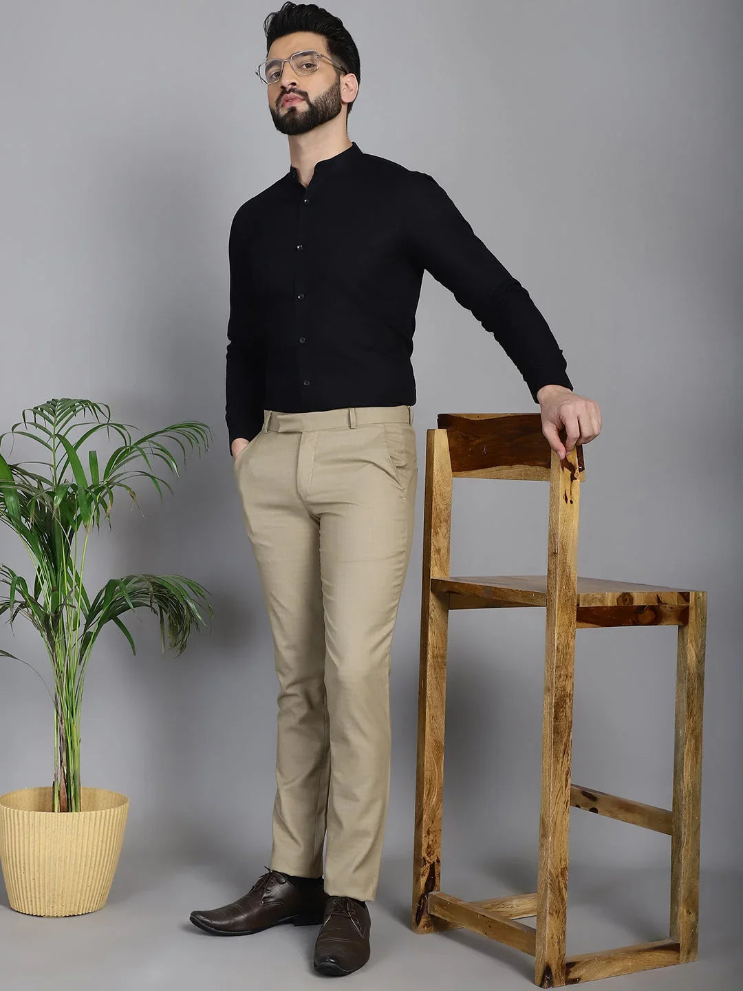 Cotton Solid Formal Shirt for Mens-SF-927Black