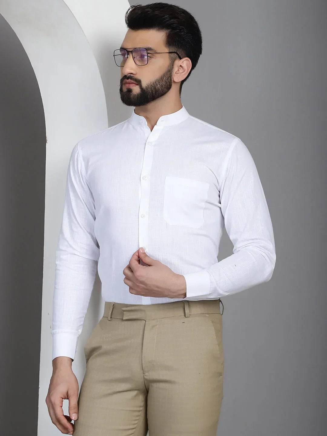 White Cotton Solid Shirts SF_927White | DesiQlo