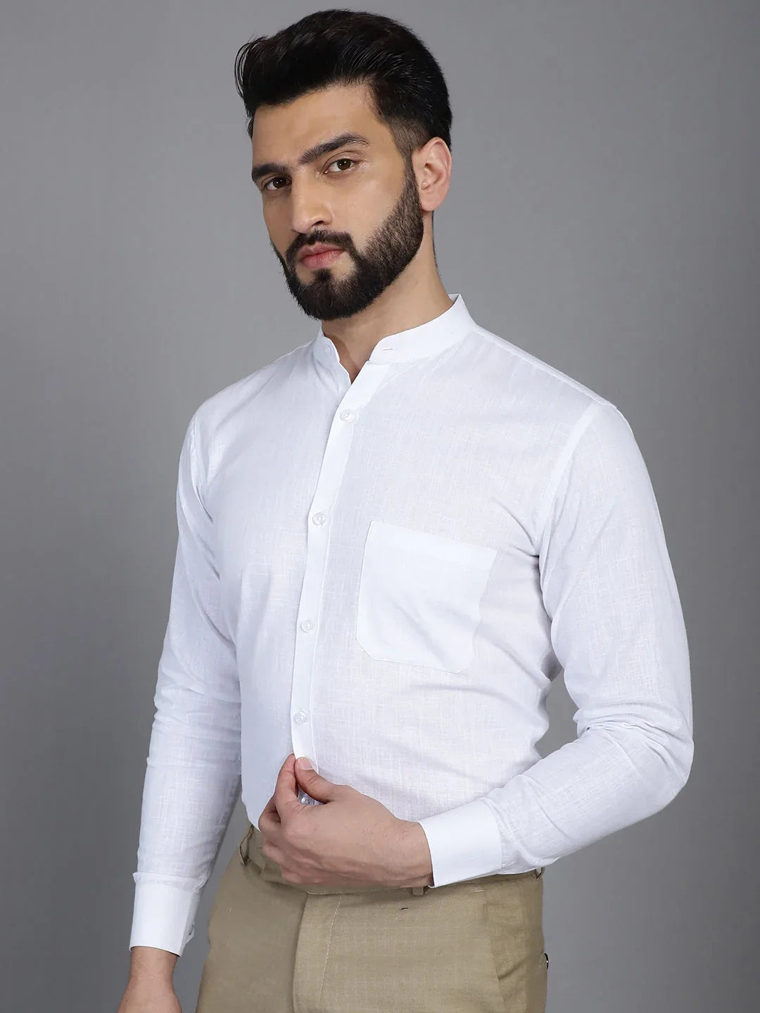 White Cotton Solid Shirts SF_927White | DesiQlo