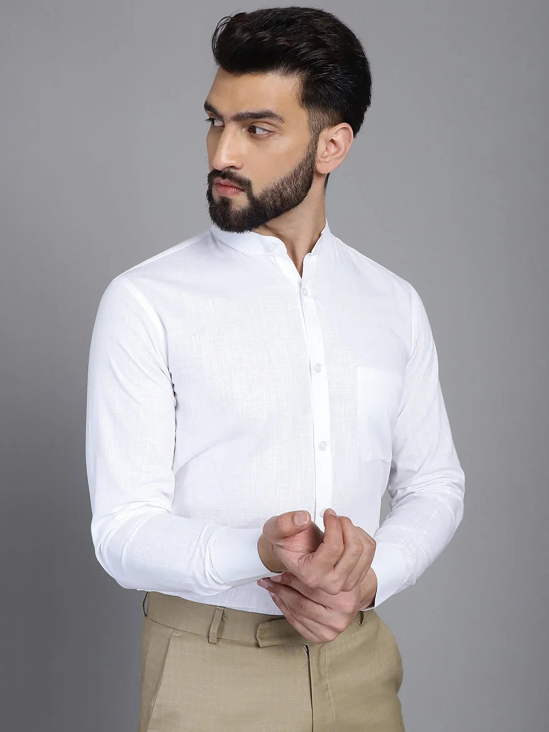 White Cotton Solid Shirts SF_927White | DesiQlo