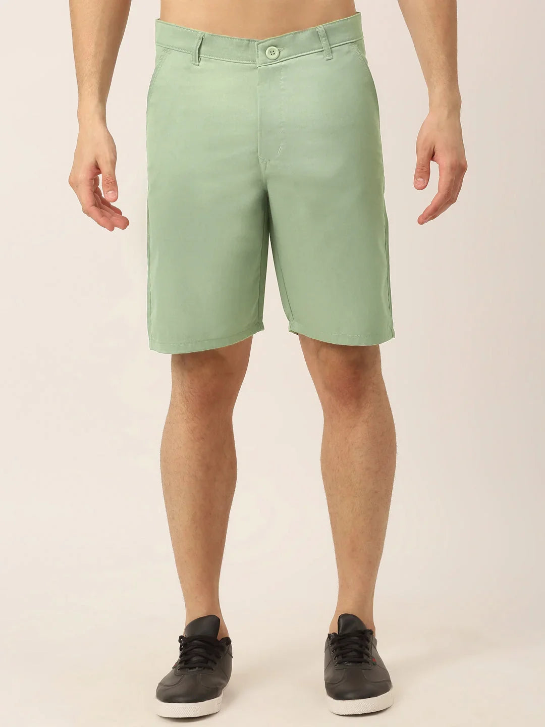 Green Cotton Solid Shorts for Men | DesiQlo India