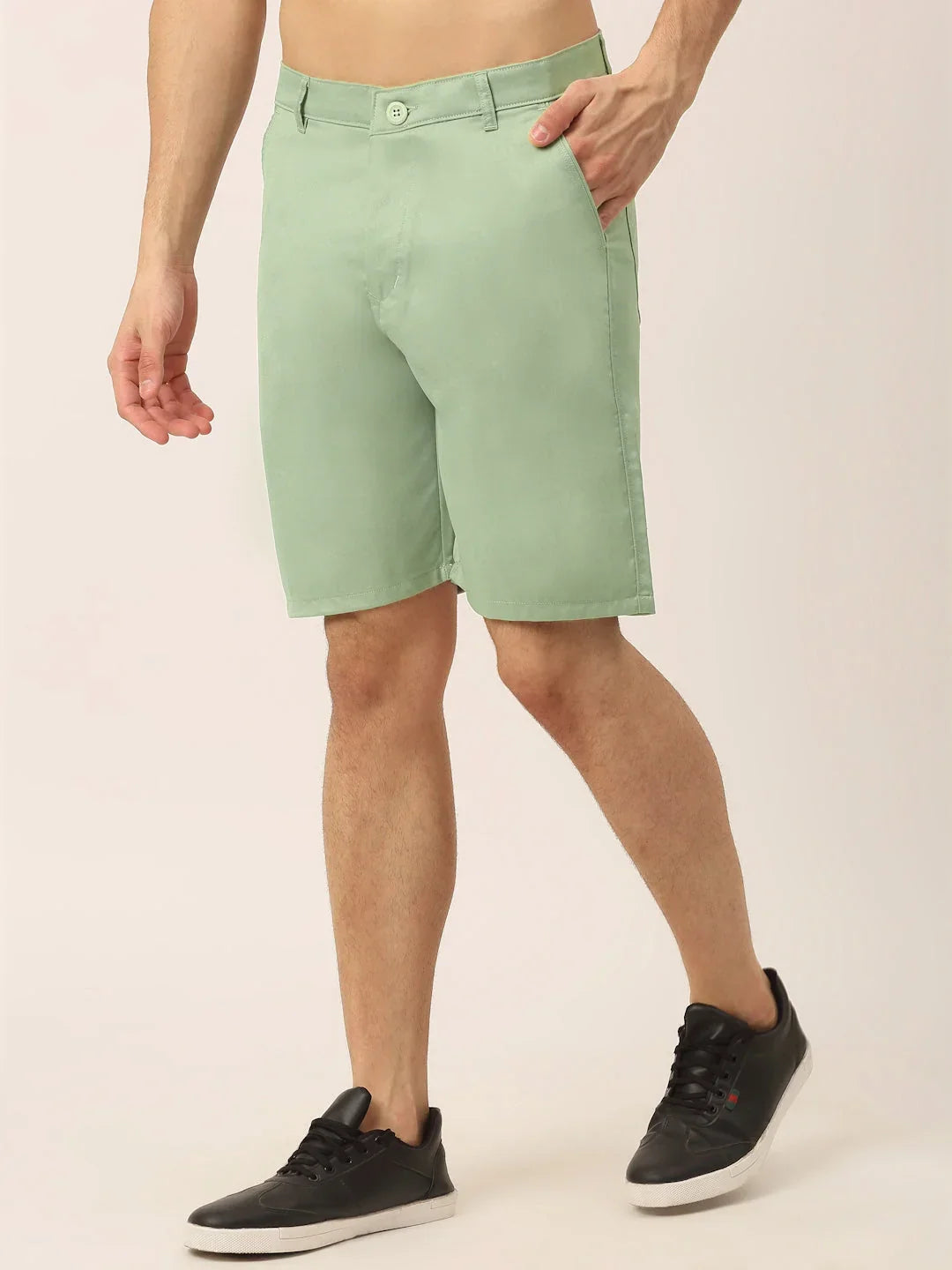 Green Cotton Solid Shorts for Men | DesiQlo India