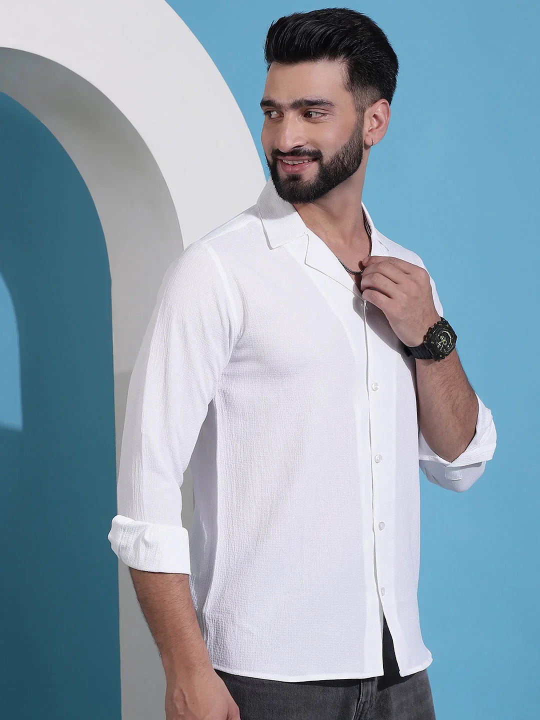 White Cotton Solid Shirts SF_904White | DesiQlo