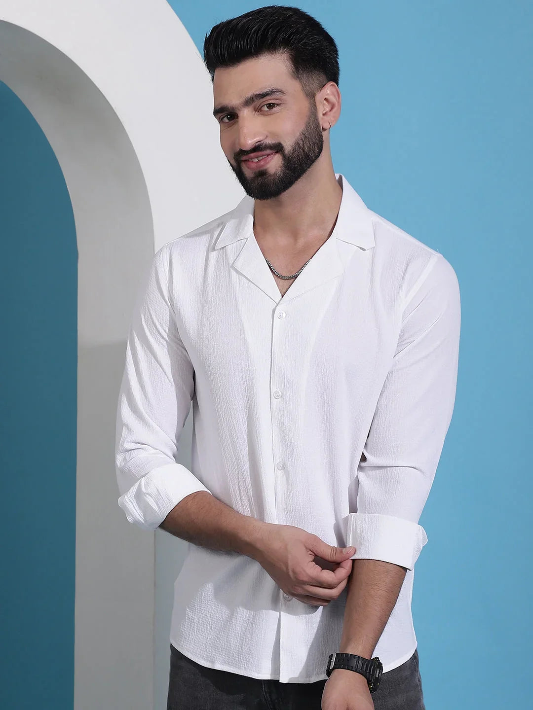 White Cotton Solid Shirts SF_904White | DesiQlo