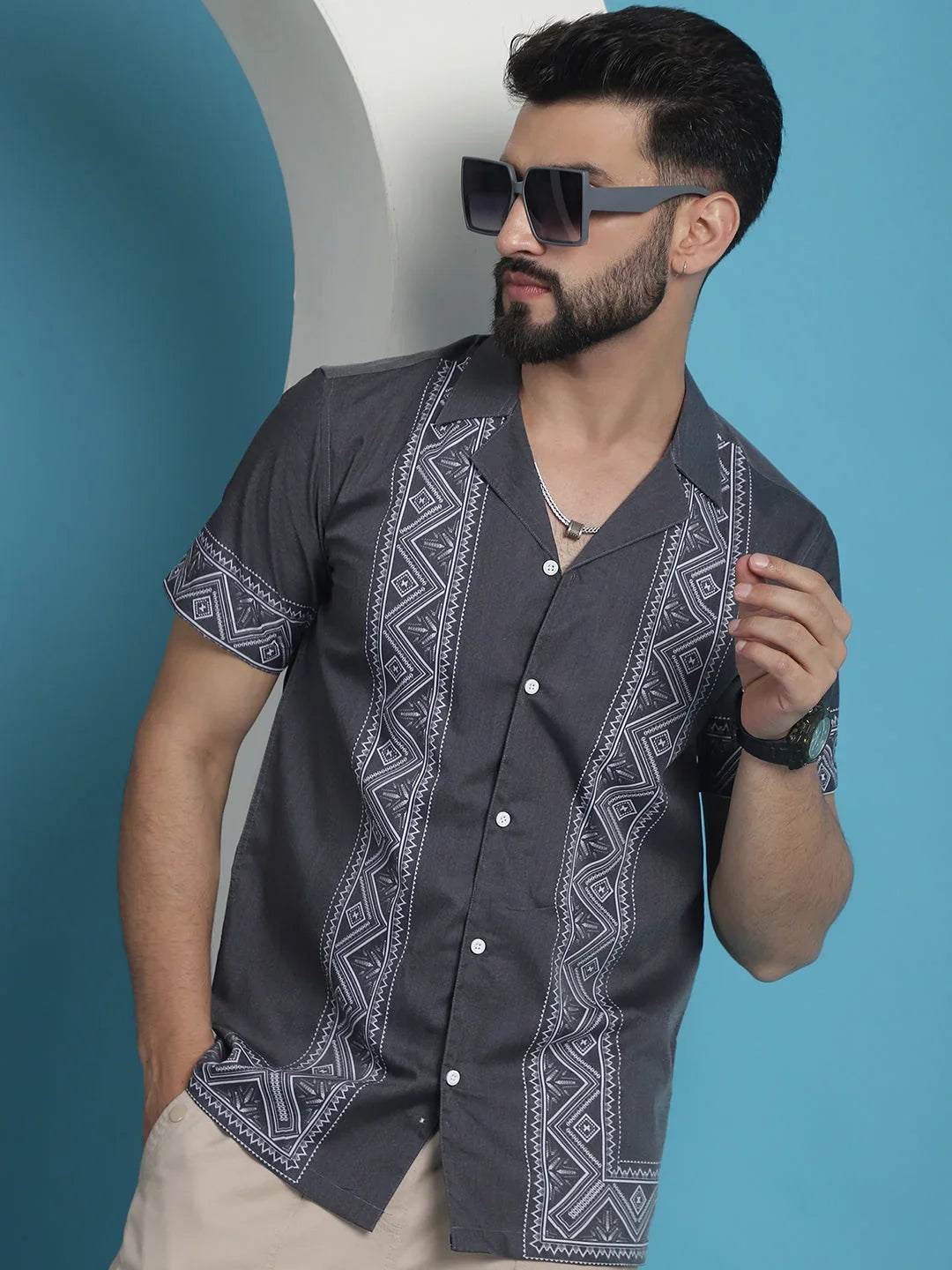 Grey Cotton Solid Shirts SF_919Grey | DesiQlo