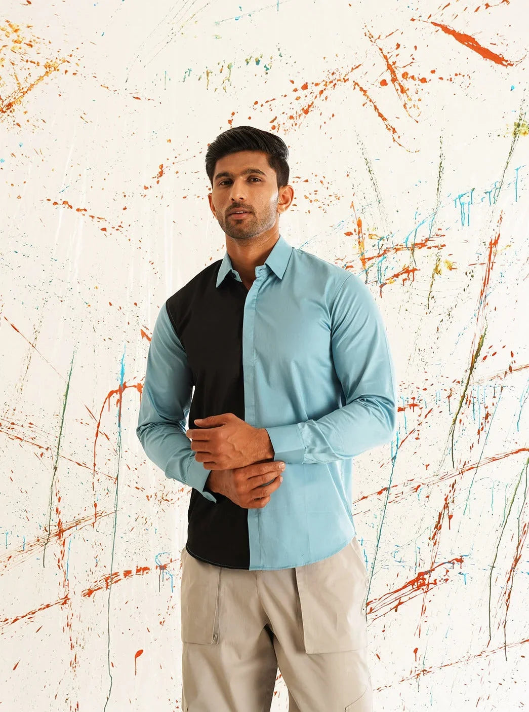 Blue Cotton Solid Shirts SF_920Sky | DesiQlo