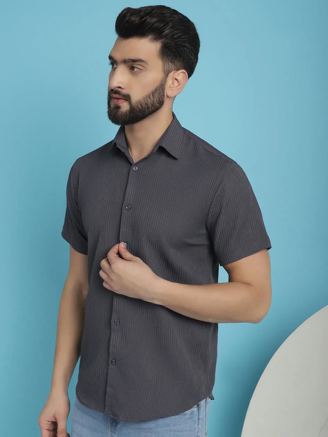 Grey Cotton Solid Shirts SF_921Grey | DesiQlo