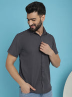 Striped Half Sleeve Casual Shirt for Men's-SF-921Grey