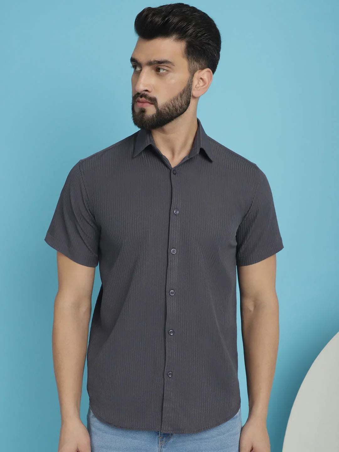 Grey Cotton Solid Shirts SF_921Grey | DesiQlo