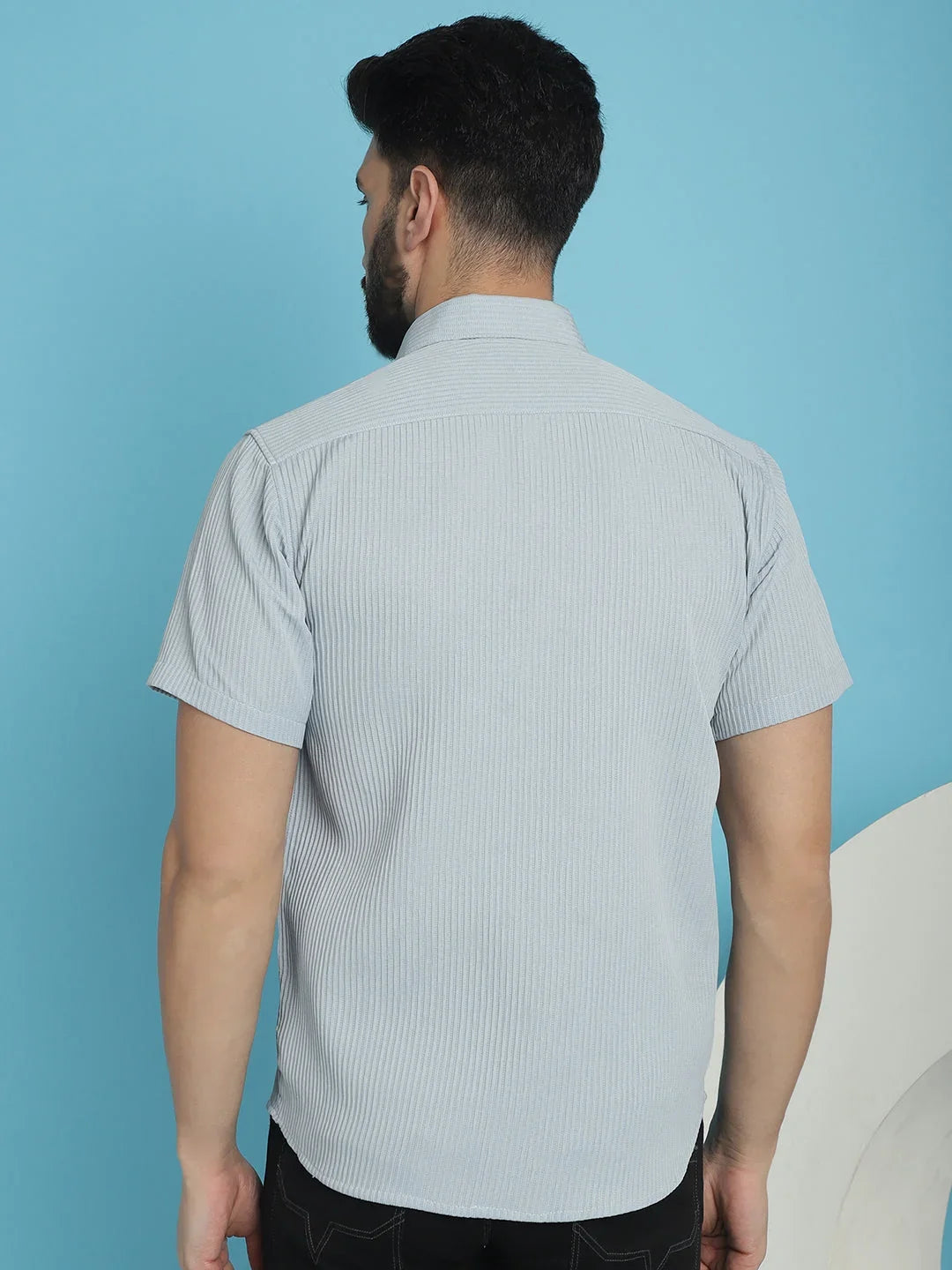 Striped Half Sleeve Casual Shirt for Men's-SF-921Light