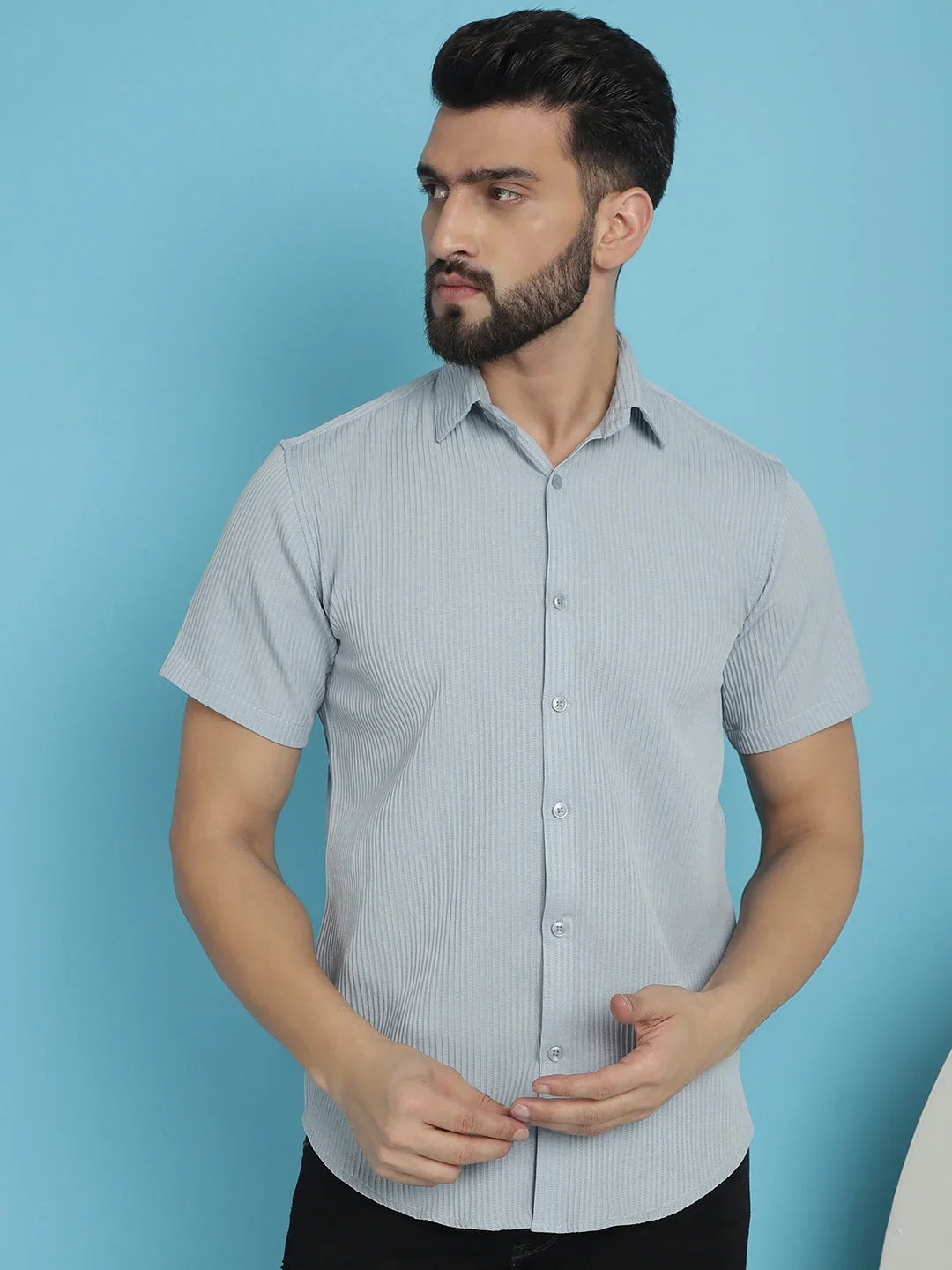 Grey Cotton Solid Shirts SF_921Light-Grey | DesiQlo