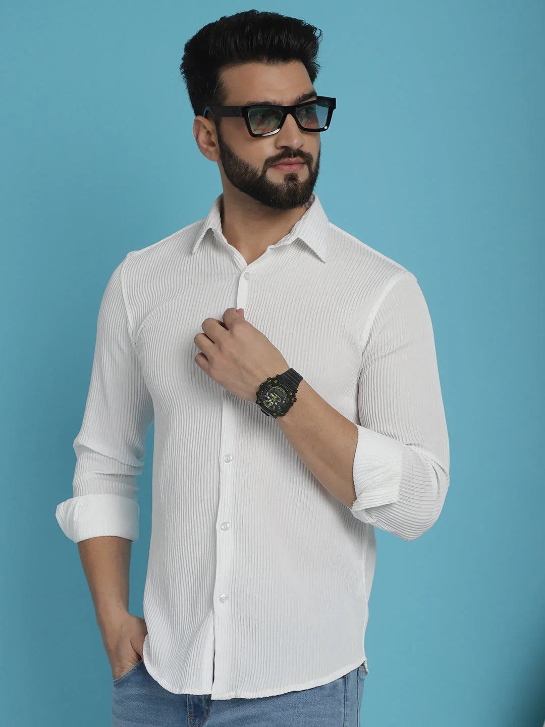 White Cotton Solid Shirts SF_923White | DesiQlo