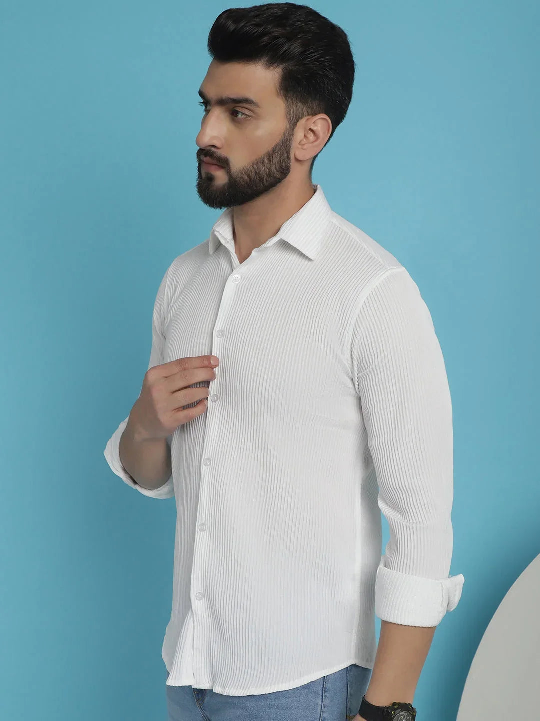 White Cotton Solid Shirts SF_923White | DesiQlo