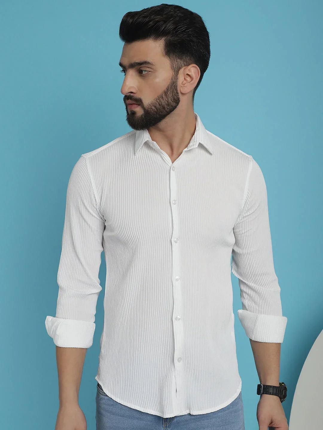 White Cotton Solid Shirts SF_923White | DesiQlo