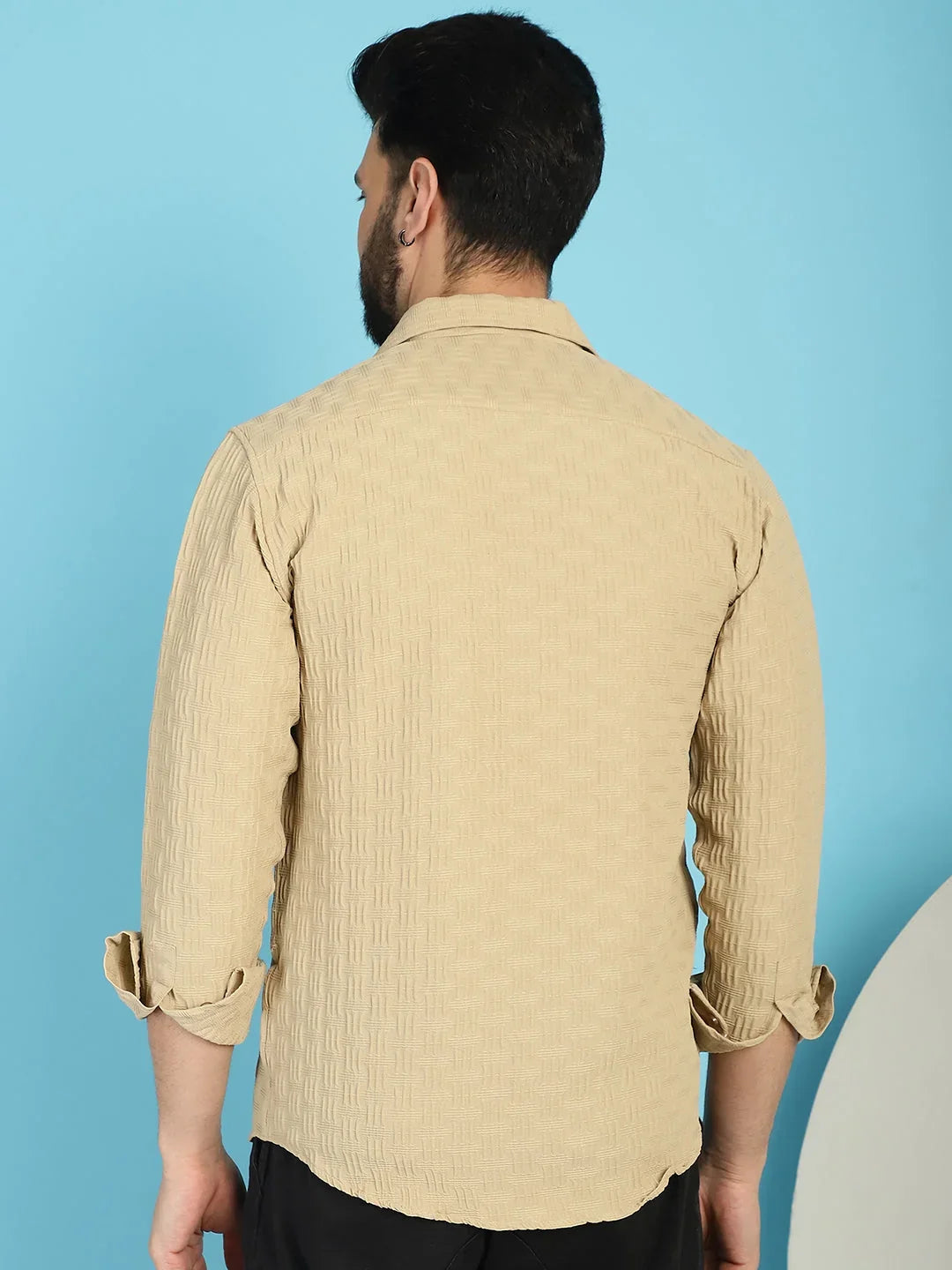 Beige Polyester Solid Shirts for Men | DesiQlo India