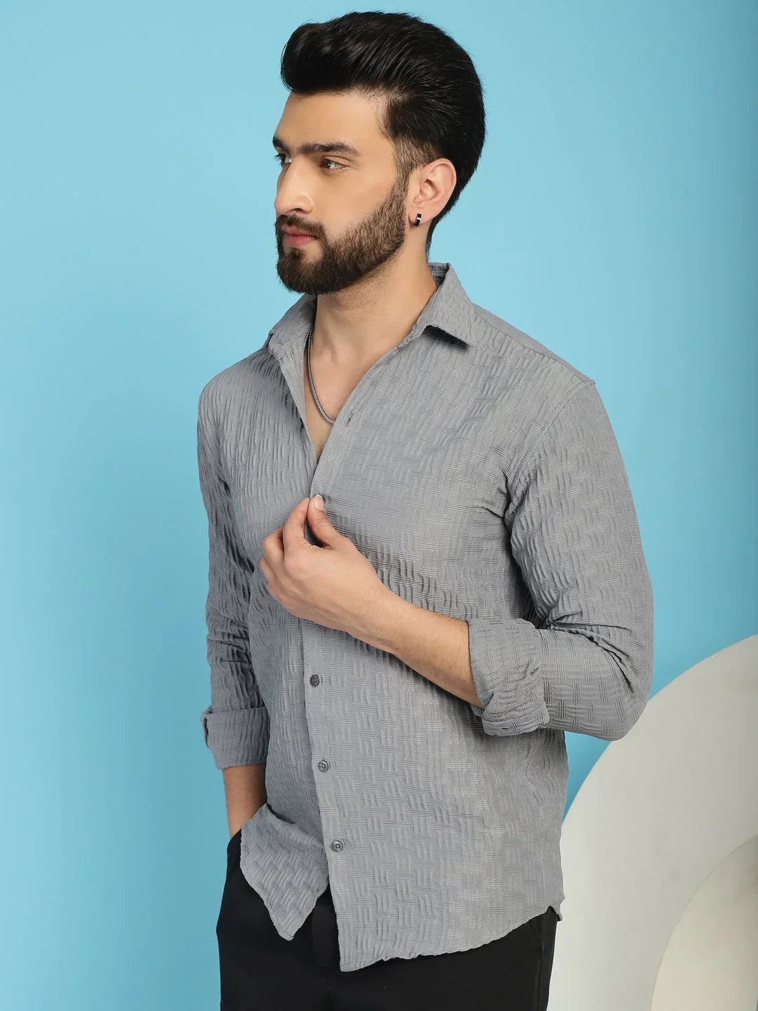 Woven Design Casual Shirt for Mens-SF-928Light