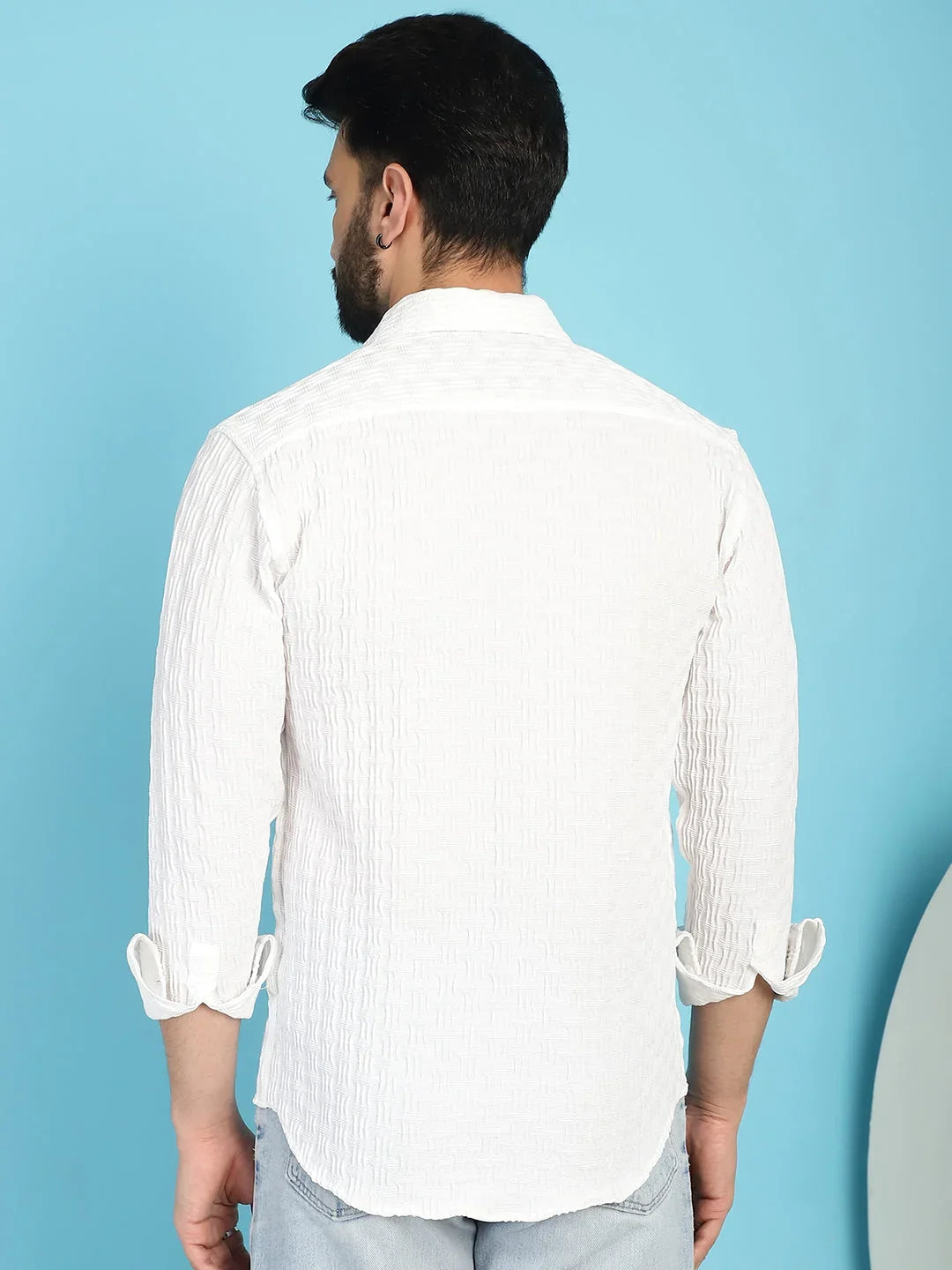 White Polyester Solid Shirts for Men | DesiQlo India