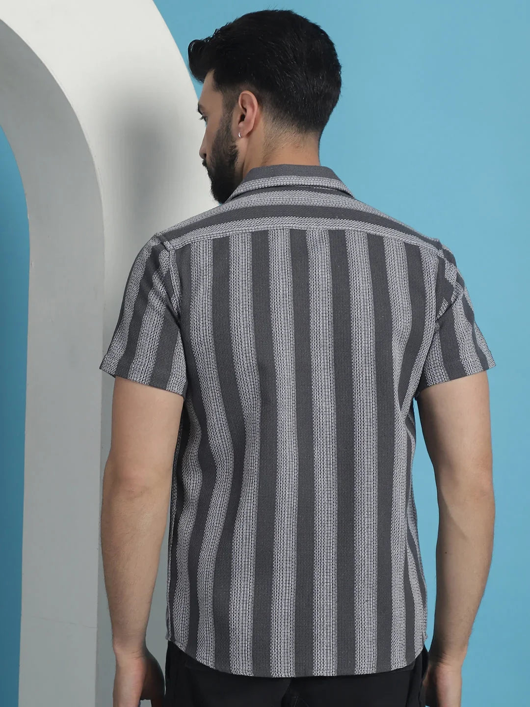 Printed Half Sleeve Cotton Shirt for Men-SF-931Grey