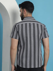 Printed Half Sleeve Cotton Shirt for Men-SF-931Grey