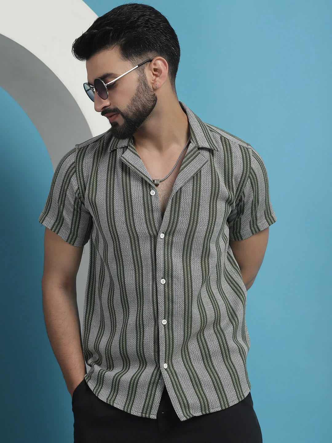 Green Cotton Solid Shirts SF_931Olive | DesiQlo