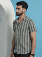 Printed Half Sleeve Cotton Shirt for Men-SF-931Olive
