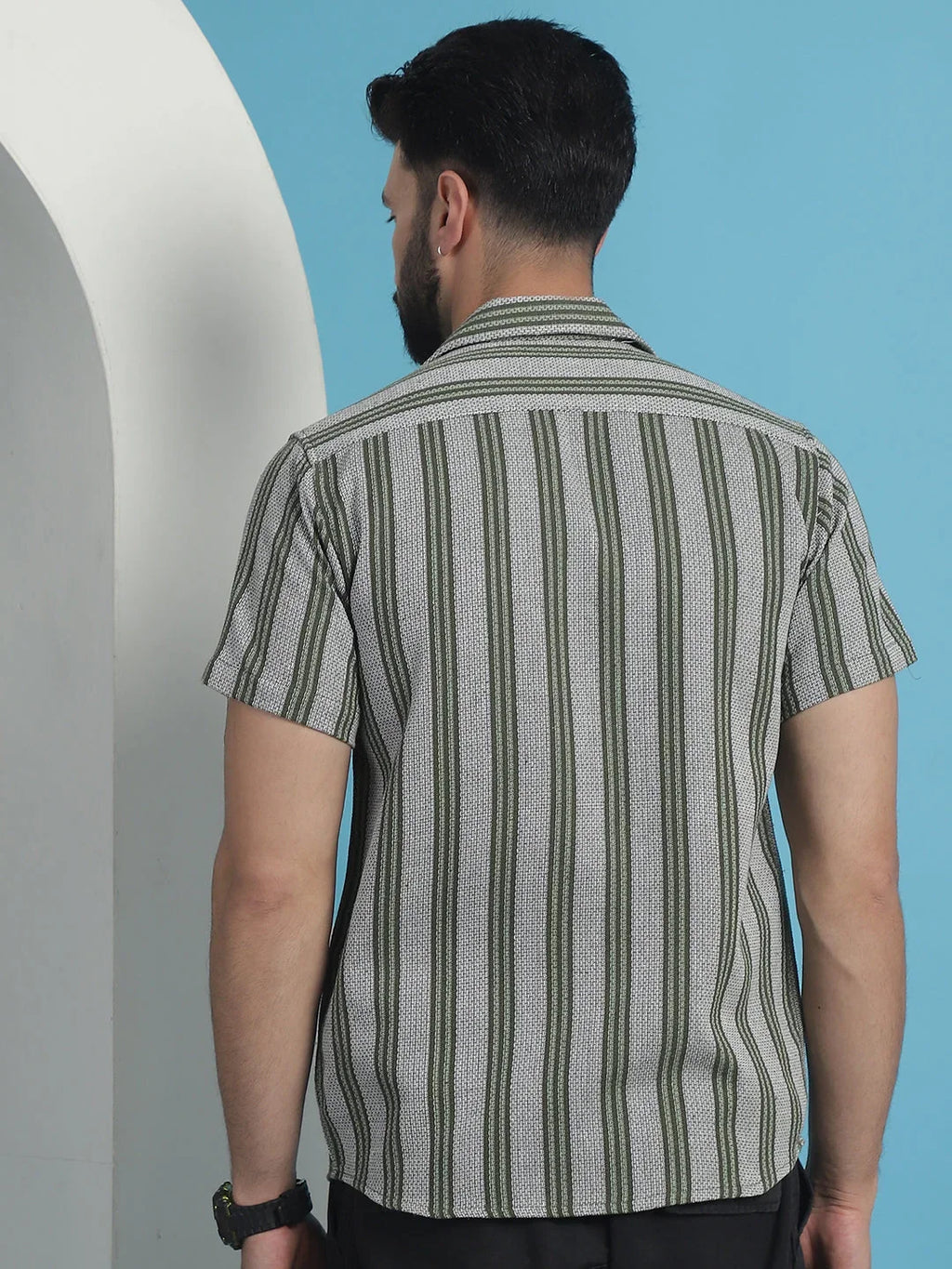 Printed Half Sleeve Cotton Shirt for Men-SF-931Olive